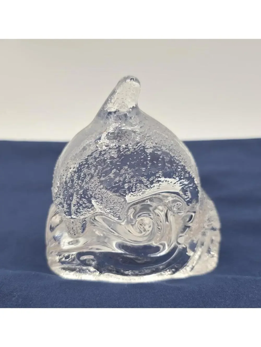 Vintage PartyLite Dolphin Waves Glass Tealight Glass Candle Holder w/Sticker - Picture 2 of 9